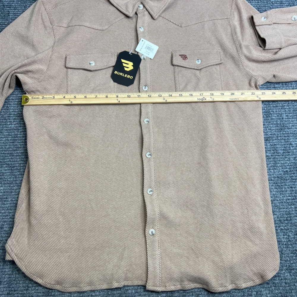Burlebo Mens XL Western Button Down Shirt Tan Khaki Twill Long Sleeve NWT - Picture 8 of 9